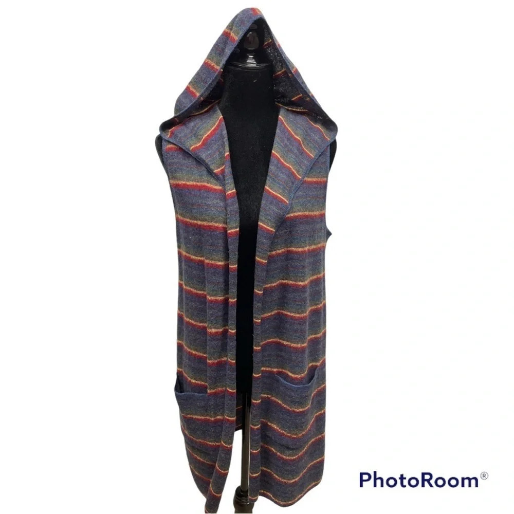 ASIRI Alpaca Wool Sleeveless Hooded Duster Cardigan size Large Made in Peru